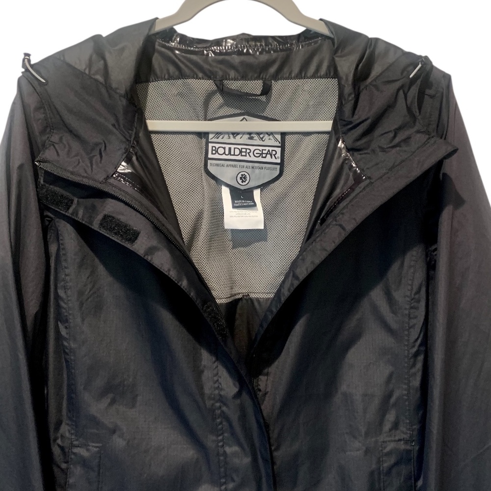 Boulder Gear Women's Stratus Rain Jacket Black Lightweight Packable Coat Large L - Picture 4 of 8